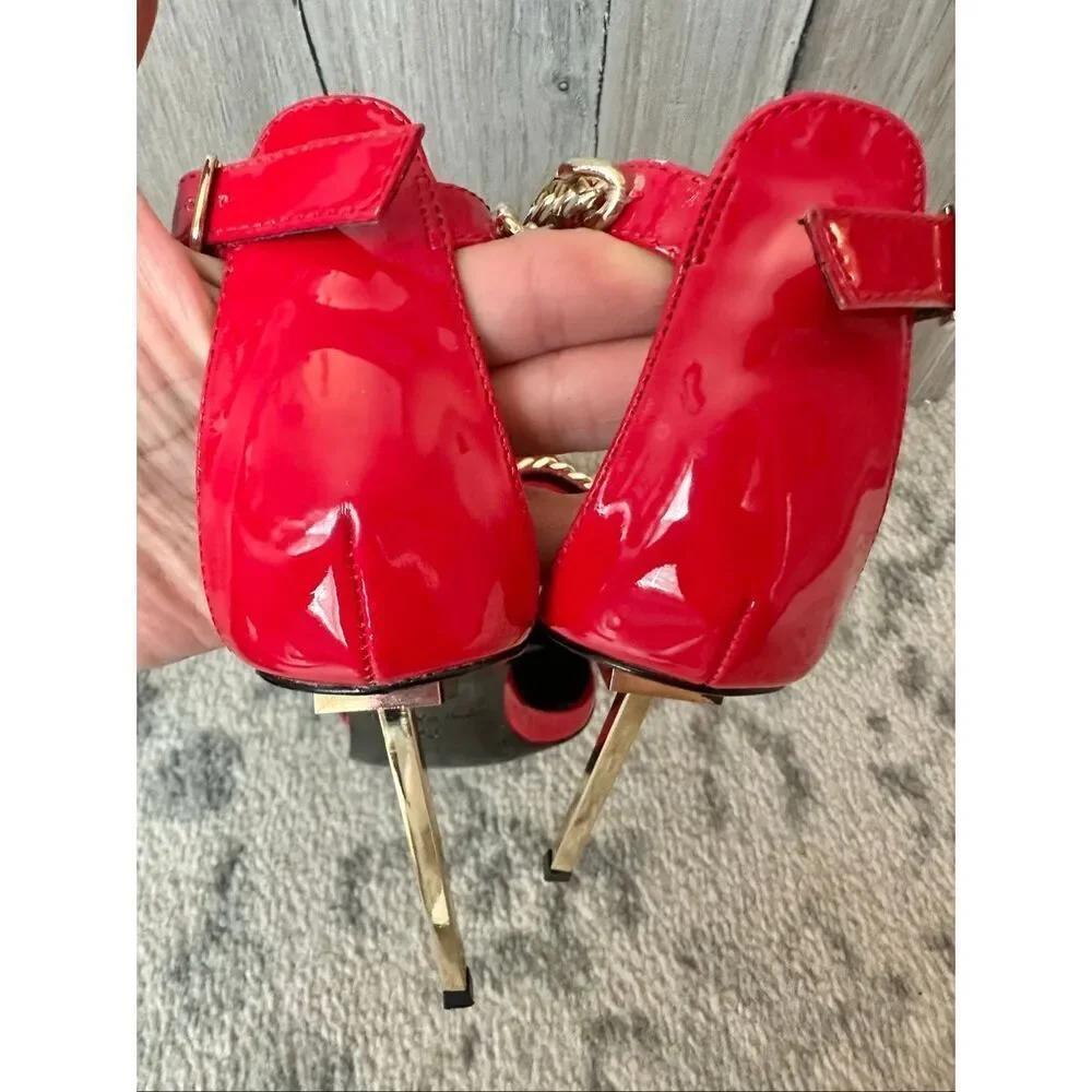 JESSICA RICH Monaco Ankle Strap Sandal in Red Size 38 7.5